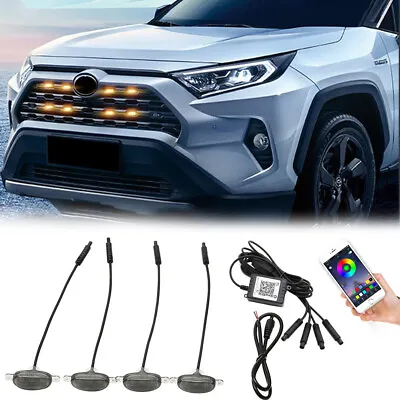 4x LED RGB Mobile App Control Car Front Grille Bumper Running Light Universal • $33.47