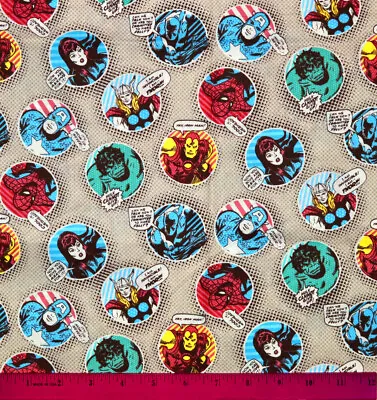 Marvel Avengers Fabric - HALF YARD - 100% Cotton Quilting Captain America Thor • $4.98