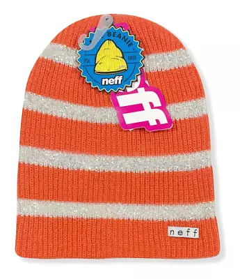 Neff Daily Sparkle Stripe Beanie - NWT Womens One Size Coral - #40966-L5 • £10.59