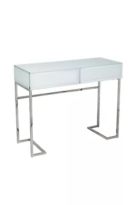 £292 • Buy Windermere White Glass Mirrored Dressing Table Bedroom Vanity Console Unit