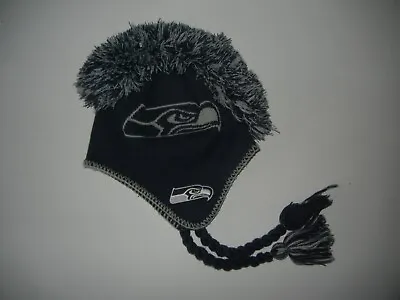SEATTLE SEAHAWKS Team Blue MOHAWK HAIR NFL FOOTBALL WINTER HAT Ski Beanie Cap • $22.49