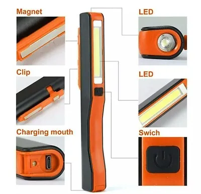 Flexible Rechargeable Torch Magnetic USB LED COB Work Light Inspection Lamp UK • £5.99