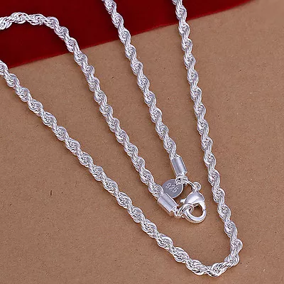 New 925 Silver Filled Twisted Rope Classic 4mm Solid Charm Necklace Chain 22  • $8.99