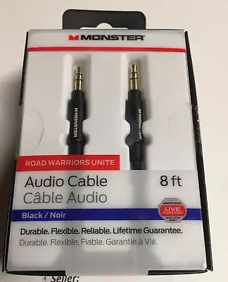 Monster Mobile Audio Cable  4ft  Black 3.5mm Road Warriors Unite • $14.99