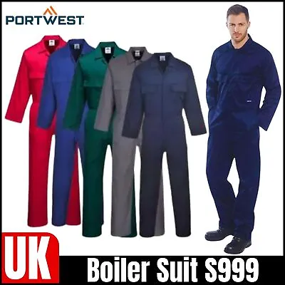 Genuine Portwest S999 Men's Coverall Overalls Mechanic Boiler Safety Work Suit • £24.85