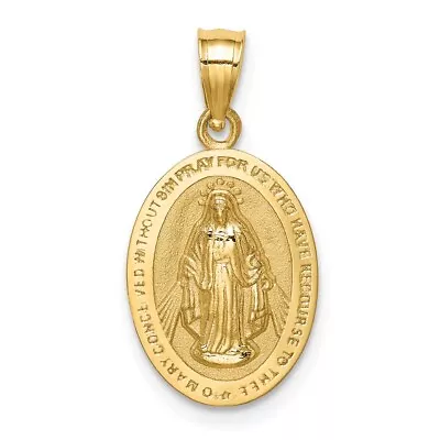 Real 14kt Yellow Gold Polished Miraculous Medal Pendant • $148.36