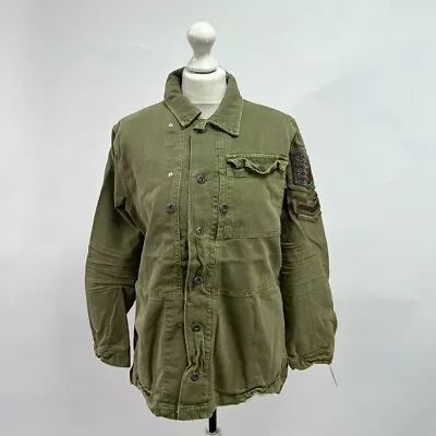 Free People Embellished Military Shirt Jacket. Khaki Green. Small. RRP £158 • £36.50