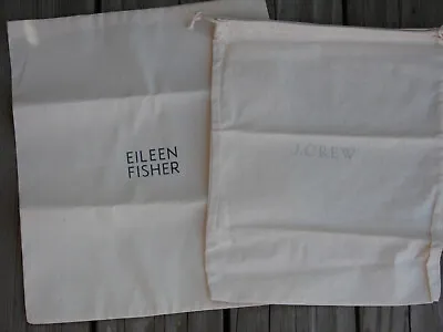 2 New Shoe Purse Dust Bag EILEEN FISHER & J. CREW Cotton 12  X 14  ~ SHIPS FREE • $15.99