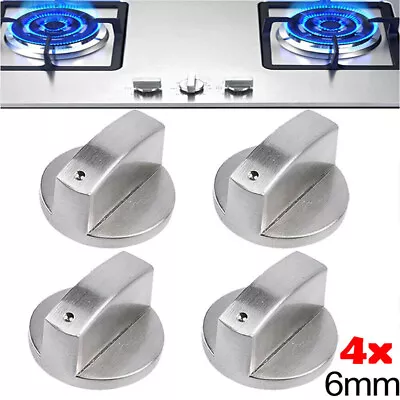 4 Pcs Universal Gas Stove Knobs Cooker Oven Hob Control Knobs Switch 6mm Silver • £5.88