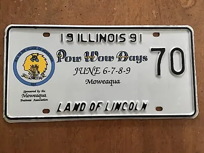 1991 Illinois Pow Wow Days License Plate Special Event 70 Moweaqua • $19.99