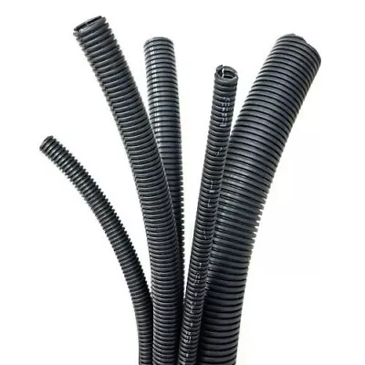 Black Flexible Conduit Split & Non Split Convoluted Tube Cable Tidy Trunking • £7.99
