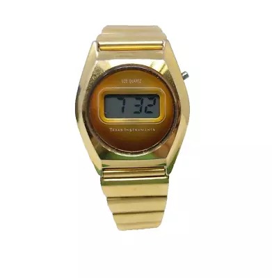 Vintage 70’s Gold Tone Texas Instruments LCD Digital Watch Works New Battery • $49.95