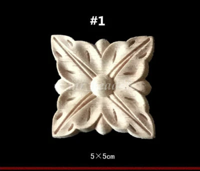 $1.46 • Buy Wood Carved Square Onlay Applique Unpainted Flower Home Furniture Decor Lots New
