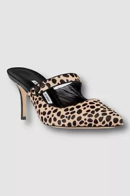 $895 Manolo Blahnik Womens Beige Leopard Campari Pump Sandal Shoe US 7.5/EU 37.5 • $250.78