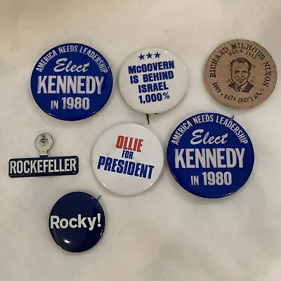 Kennedy Nixon Rockefeller Ollie North McGovern Campaign Buttons • $9.50