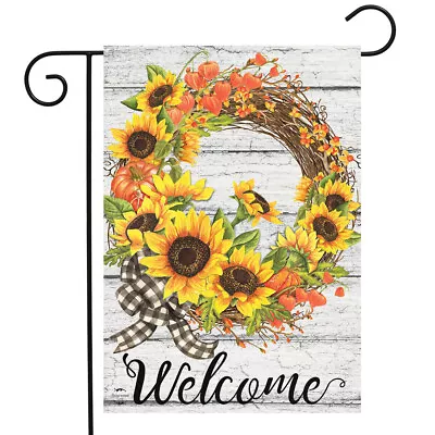 Briarwood Sunflower Fall Wreath Autumn Thanksgiving Mini Window Garden Yard Flag • $8.97