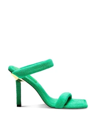 Good American Green Terry Square Toe High Heels Shoes Sandals Size 10 Kardashian • £46.64