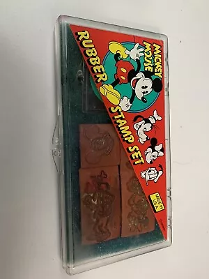 Vintage Disney Mickey Mouse Rubber Stamp Set Mickey Minnie Donald Goofy Ink Pad • $8.99