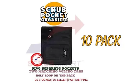 10 Pack- 10 Nurse Nylon 5 Scrub Uniform Pocket Organizer Pal & Belt Loop - Black • $89.99