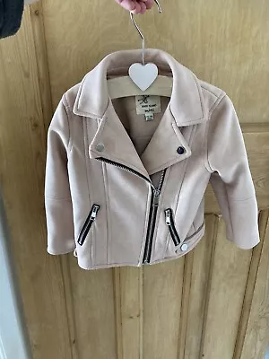 River Island Mini Baby Girl Suede Leather Biker Jacket Age 12-18 Months • £28