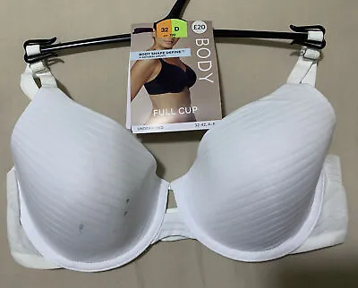 An M&S BODY SHAPE DEFINE UNDERWIRED NATURAL UPLIFT FULL CUP Bras In WHITE 32D • £5.99