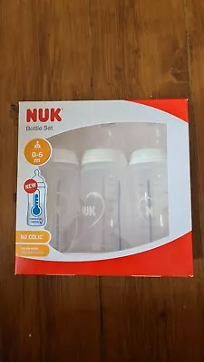 New NUK First Choice+ Baby Bottles Set 0m+ Temperature Control 300ml - 3 Pack • £13