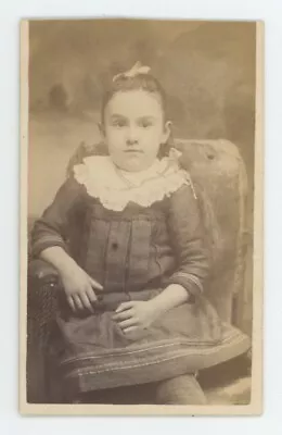 Antique CDV Circa 1870s Adorable Young Girl In Dress Sitting In Chair Waverly IA • $9.99