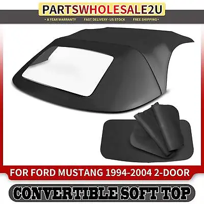 Black Convertible Soft Top With Plastic Window For Ford Mustang 1994 1995-2004 • $161.59