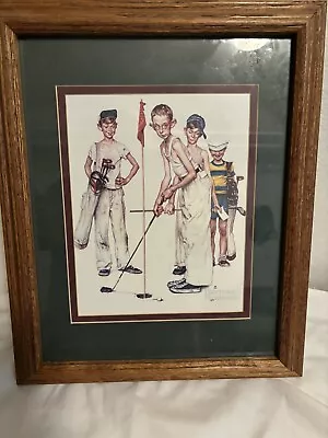 Norman Rockwell  Sporting Boys- Missed!   CUSTOM FRAMED Americana Golf  Art • $14