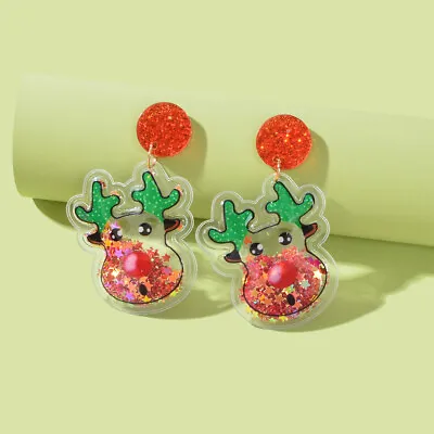$1.99 • Buy Christmas Rudolph Reindeer Stud Earrings Colorful Shiny Sweet Festival Jewellery