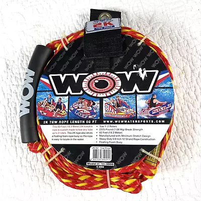 Wow 2K Tow Rope 60' Length Heavy Duty 3/8  Inch 12-Strand Rope FAST Shipping! • $15.47