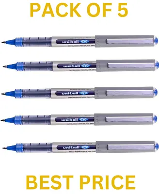 5 X Uni Ball Eye FINE UB-157 Rollerball Pen BLUE Colour Best Price On Ebay • £6.99