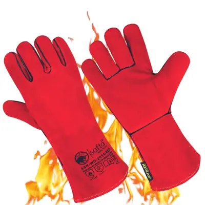 £7.94 • Buy Welding Gloves Welders Work Safety Heat Fire Resistant Gauntlet BBQ Oven TIG MIG