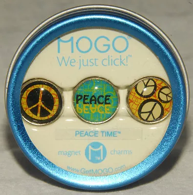MOGO - Magnetic CHARMS - PEACE Sign TIME - TIN Collection SET Of 3 - *BRAND NEW! • $10.49