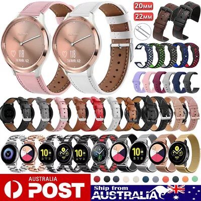 AU Silicone Leather Metal Watch Band For Garmin Vivoactive 4 3 Music Vivomove HR • $13.95