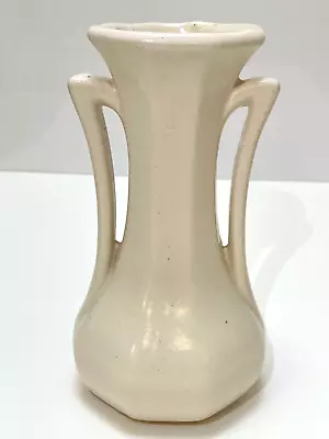 Vintage McCoy  Pottery Cream White Double Handle Vase 9  • $18