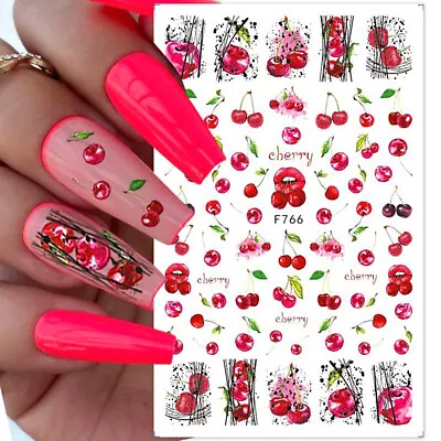 $1.10 • Buy 3D Nail Stickers Black Leaves Flowers Fruits Nail Art Decals Manicure Decoration