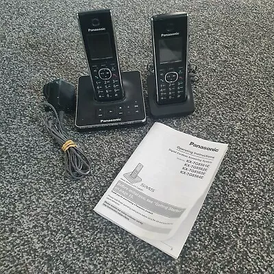 Panasonic KX-TG8563 Duo 2 Handsets Cordless Phone Answer Machine Black • £31.49