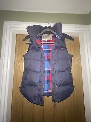 Jack Wills Body Warmer Gilet Navy Blue With Chekered Lining Size 8 • £40