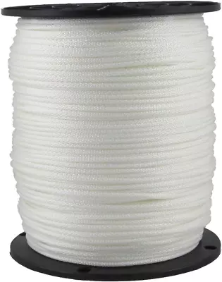 1/8 Inch White Dacron Polyester Rope - 1000 Foot Spool | Solid Braid - Industria • $53.36