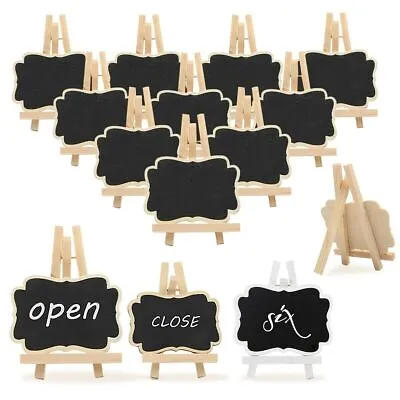 1/5/10X Wooden Mini Blackboard Memo Sign Message Chalk Board Stand Wedding Decor • £10.82