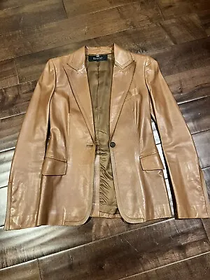 $599 • Buy Preowned Gucci Vintage Women Leather Jacket Blazer 38 Camel Cognac