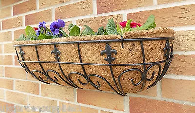 Garden Wall Planter Basket Window Sill Trough 24  Wall Mounted Fleur De Lys  • £23.98
