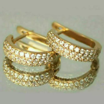 2Ct Round Cut VVS1/D Diamond Women's Hoop Earrings 14k Yellow Gold Finish • $197.29