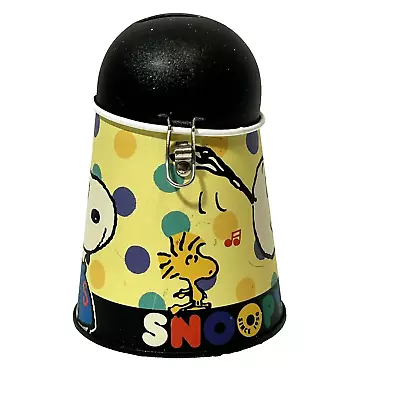 Vintage 1985 Snoopy Woodstock Peanuts 5  Piggy Coin Bank Tin No Lock Or Key • $11.66
