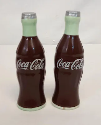 Coca Cola COKE BOTTLE Shaped SALT & PEPPER Shakers Set 4.5  Tall MINT • $9.95
