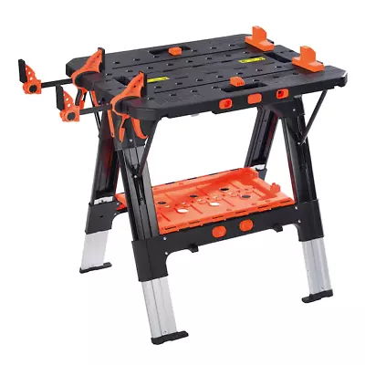 Pony 2-in-1 Black And Orange Plastic Adjustable Height Portable Work Bench • $129.88