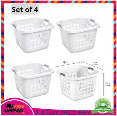 Sterilite 1.5 Bushel Ultra™ Square Laundry Basket Plastic White Set Of 4 - NEW • $39.05