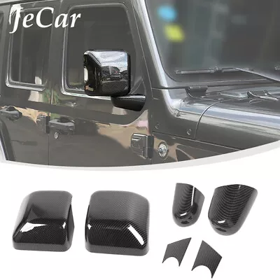 Carbon Fiber Side Rearview Mirror &Base Cover Trim For Jeep Wrangler JL JT 2018+ • $80.29