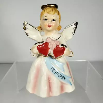 VTG Japan FEBRUARY BIRTHDAY ANGEL VALENTINES HEARTS FIGURINE Lefton Napco Inarco • $27.94